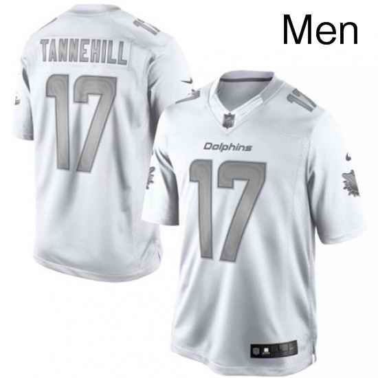 Mens Nike Miami Dolphins 17 Ryan Tannehill Limited White Platinum NFL Jersey